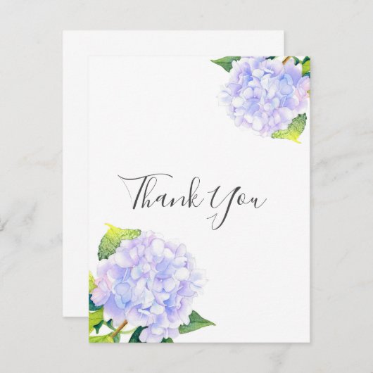 Carte De Remerciements Hydrangée (Devant / Derrière)