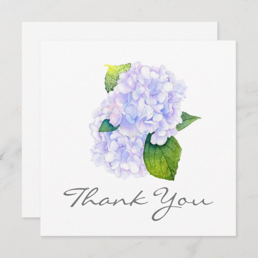 Carte De Remerciements Hydrangée aquarelle (Devant / Derrière)