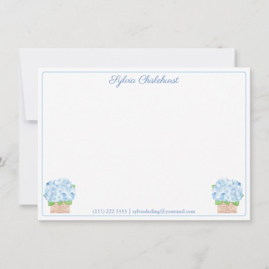 Carte De Remerciements Hydrangée Bleue Grandma Côtière Comme Note De (Devant)