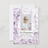 Carte De Remerciements Hydrangée violette Aquarelle Sympathie funéraire (Devant)