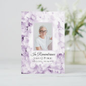 Carte De Remerciements Hydrangée violette Aquarelle Sympathie funéraire (Debout devant)