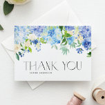 Carte De Remerciements Hydrangées bleues et Mariage Rose d'ivoire<br><div class="desc">Envoyez un remerciement aux invités et aux clients avec cette carte de remerciement pliée personnalisable. Il présente des hydrangées bleu et violet, des roses d'ivoire et de la verdure. Personnalisez ce carte de remerciements floral en ajoutant vos propres détails d'événement. Ce carte de remerciements d'hydrangée est parfait pour les mariages...</div>
