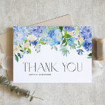 Carte De Remerciements Hydrangées bleues et Mariage Rose d'ivoire<br><div class="desc">Envoyez un merci aux clients et aux clients avec ce carte de remerciements personnalisable. Il présente des hydrangées bleu et violet, des roses d'ivoire et de la verdure. Personnalisez ce carte de remerciements floral en ajoutant vos propres détails d'événement. Ce carte de remerciements d'hydrangée est parfait pour les mariages d'hiver...</div>