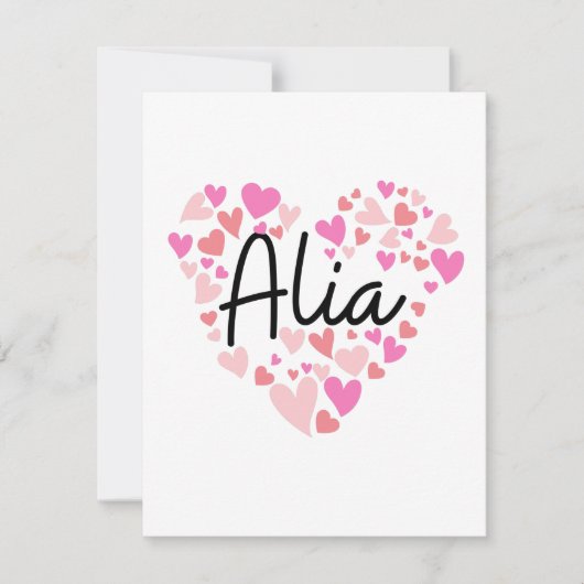 Carte De Remerciements I love Alia (Devant)