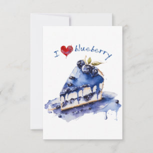 Carte De Remerciements I Love Blueberry TShirt, Blueberry Cake Aquarelle