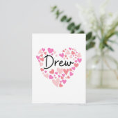 Carte De Remerciements I love Drew - coeurs pour Drew (Debout devant)