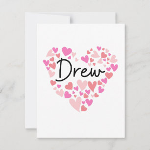 Carte De Remerciements I love Drew - coeurs pour Drew