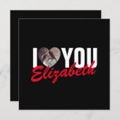 Carte De Remerciements I Love You Custom Photo Heart and Name (Devant / Derrière)