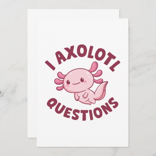 Carte De Remerciements I Questions Axolotl (Devant / Derrière)