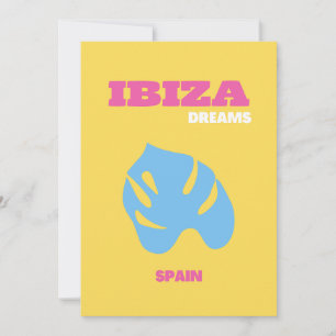 Carte De Remerciements Ibiza, Espagne, Art Voyage, Jaune