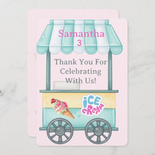 Carte De Remerciements Ice Cream Thank You Card, Samantha Birthday Thank (Devant / Derrière)