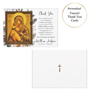 Carte De Remerciements Icône de l'enfant Christ Theotokos Feuilles rustiq