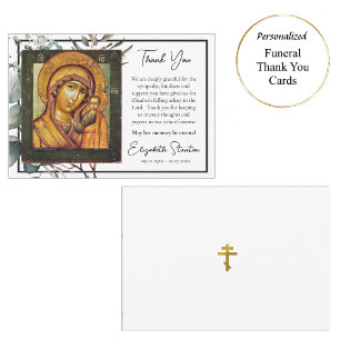 Carte De Remerciements Icône funéraire de l'enfant Jésus Christ Theotokos