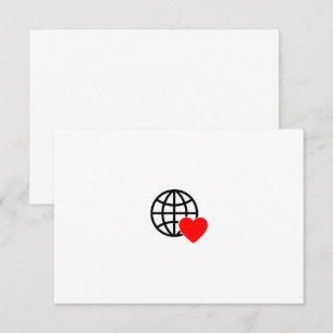 Carte De Remerciements Icône Globe Amour Mondial   Conception de cœur Ter