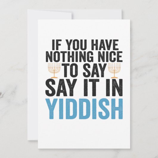 Carte De Remerciements If You Have Nothing Nice To Say it in Yiddish Veni (Devant)