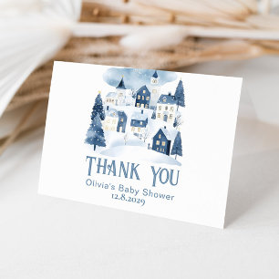 Carte De Remerciements Il faut tout un village Baby Shower Hiver Neige