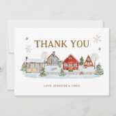 Carte De Remerciements Il Faut Un Hiver De Neige Village (Devant)