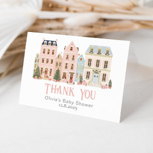 Carte De Remerciements Il faut un village Baby Shower Hiver Neige