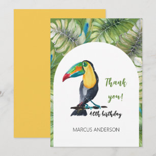 Carte De Remerciements Illustration aquarelle exotique de toucan
