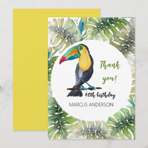Carte De Remerciements Illustration aquarelle exotique de toucan