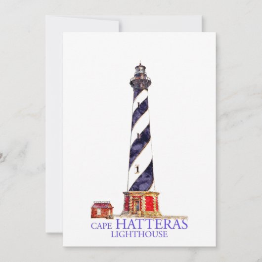 Carte De Remerciements Illustration aquarelle Phare de Cape Hatteras (Devant)
