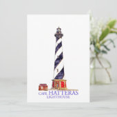 Carte De Remerciements Illustration aquarelle Phare de Cape Hatteras (Debout devant)