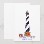 Carte De Remerciements Illustration aquarelle Phare de Cape Hatteras (Devant / Derrière)