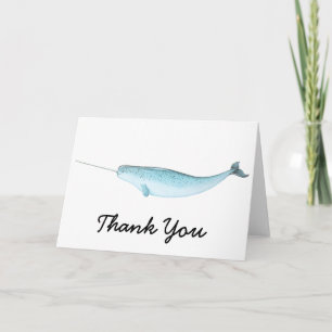 Carte De Remerciements Illustration bleue de Narwhal
