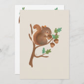 Carte De Remerciements Illustration d'animal de forêt de boisécureuil (Devant / Derrière)