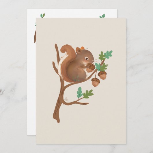 Carte De Remerciements Illustration d'animal de forêt de boisécureuil (Devant / Derrière)