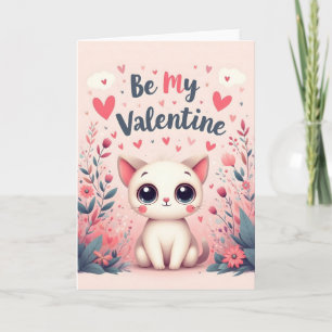 Carte De Remerciements Illustration de chat mignon pour la Saint-Valentin