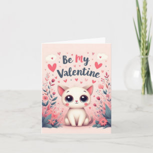 Carte De Remerciements Illustration de chat mignon pour la Saint-Valentin