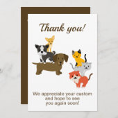 Carte De Remerciements Illustration de chien de chat (Devant / Derrière)