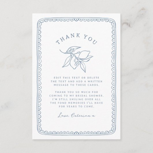 Carte De Remerciements Illustration de citron lunaire | Fête des mariées (Devant)