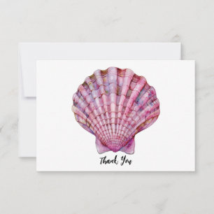 Carte De Remerciements Illustration de coquillage rose d'aquarelle vive