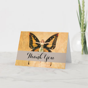 Carte De Remerciements Illustration de femme volant papillon Flapper