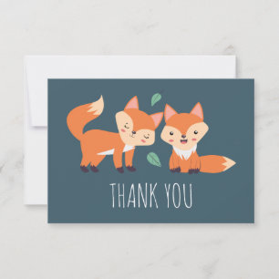 Carte De Remerciements Illustration graphique des renards orange mignons