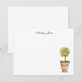 Carte De Remerciements Illustration Notes de topiaire de citrus d'Orange (Devant / Derrière)