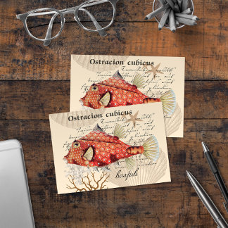 Carte De Remerciements Illustration vintage Orange Boxfish Nautique