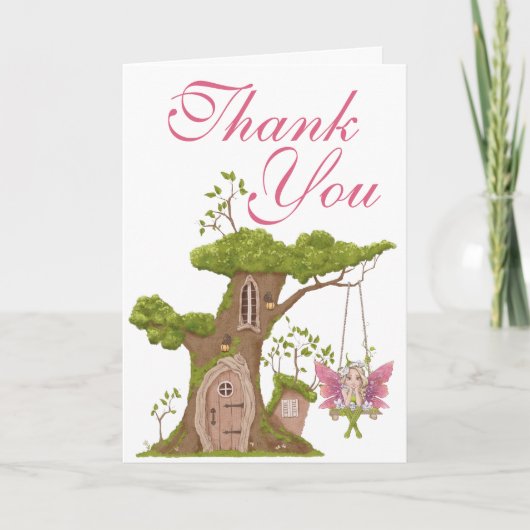 Carte De Remerciements Illustrations roses Baby showers de fées (Devant)