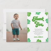 Carte De Remerciements Image de trèfle vert chanceux pour fête d'annivers (Devant)