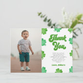 Carte De Remerciements Image de trèfle vert chanceux pour fête d'annivers (Debout devant)