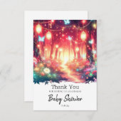 Carte De Remerciements Imaginaire Boho Baby shower forestier enchanté (Devant / Derrière)