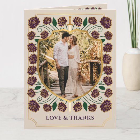 Carte De Remerciements Imaginaire médiéval de l'épée et du bouclier Maria (Devant)