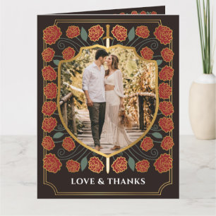 Carte De Remerciements Imaginaire médiéval de l'épée et du bouclier Maria