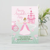 Carte De Remerciements Imaginaire rose princesse fête d'anniversaire (Debout devant)