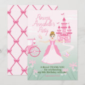 Carte De Remerciements Imaginaire rose princesse fête d'anniversaire (Devant / Derrière)