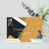 Carte De Remerciements Immobilier | Conception de rétroviseur noir et or (Debout devant)