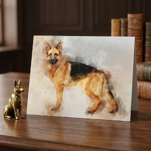 Carte De Remerciements Impression d'art aquarelle de chien berger alleman