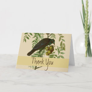 Carte De Remerciements Impression d'oiseau Grackle Violet d'Audubon Botan